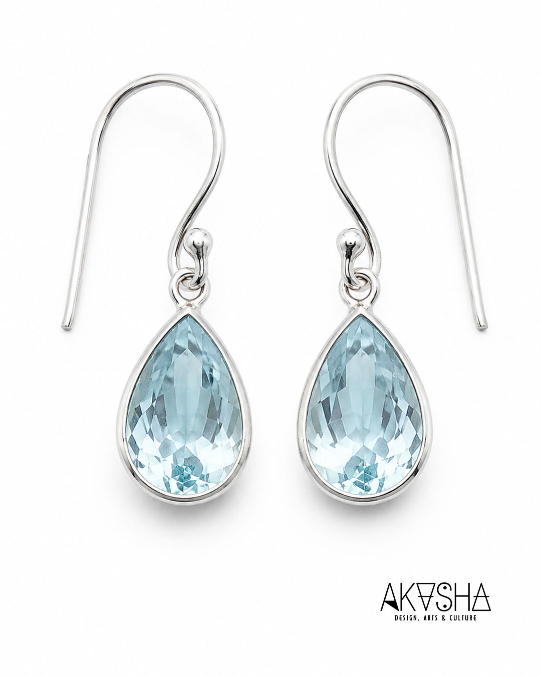 Σκουλαρίκια Δάκρυ από Ασήμι 925 με Aquamarine | AKASHA Collection
